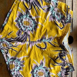Patagonia Baggies Yellow Floral Shorts Small